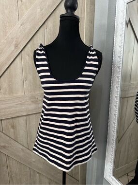 Current/Elliott Navy and White Striped Scoop Tank
